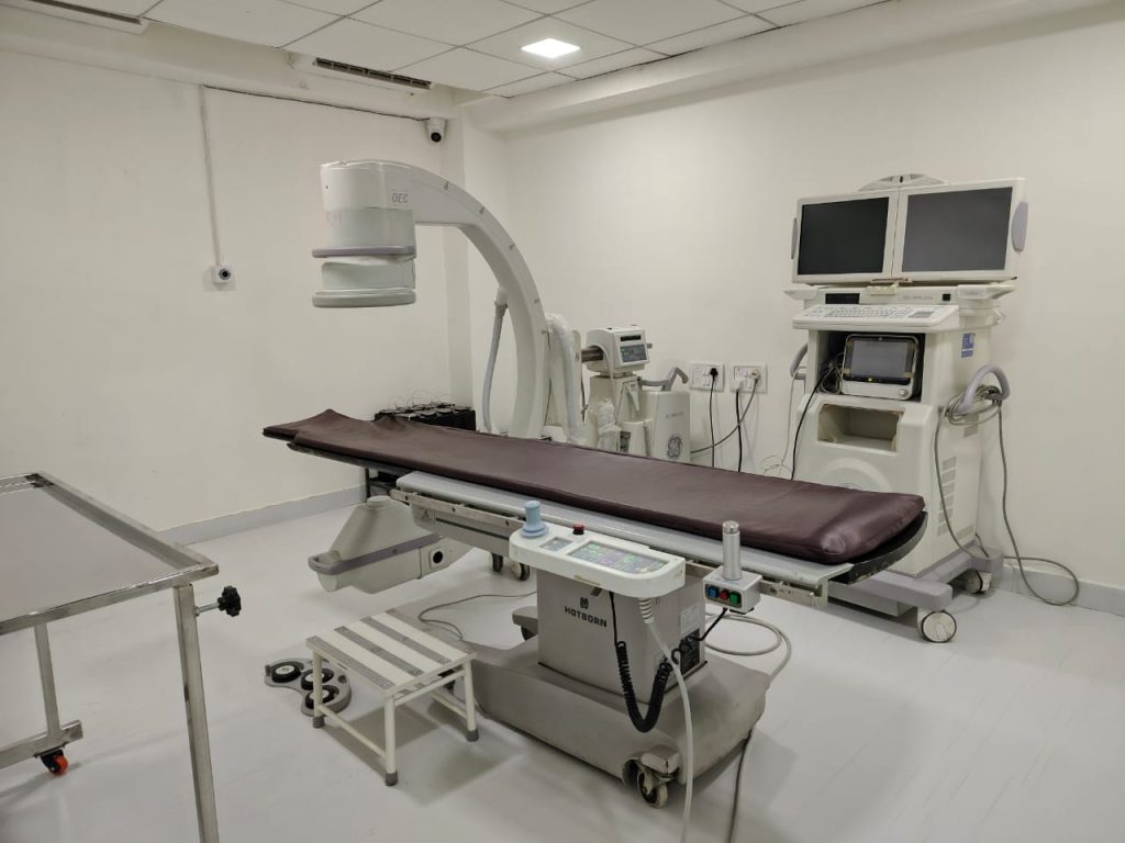 Cardiac catheterization lab at Ashtvinayak Multispeciality Hospital Panvel equipped with advanced medical devices